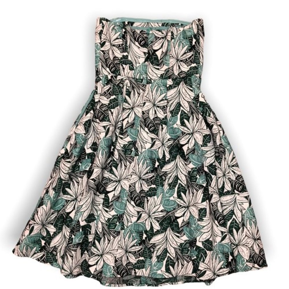 Eva Mendes Jacquard Del Mar Dress Green S strapless Palm summer spring wedding S - Picture 4 of 9